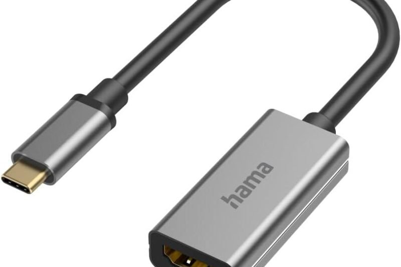 Hama USB-C-auf-HDMI-Adapter 8K 60Hz, USB Type-C/Thunderbolt 3/4 zu HDMI, Aluminium, für Gaming, Laptop, MacBook, iPhone 15, iPad, Tablet usw., für Video und Audio