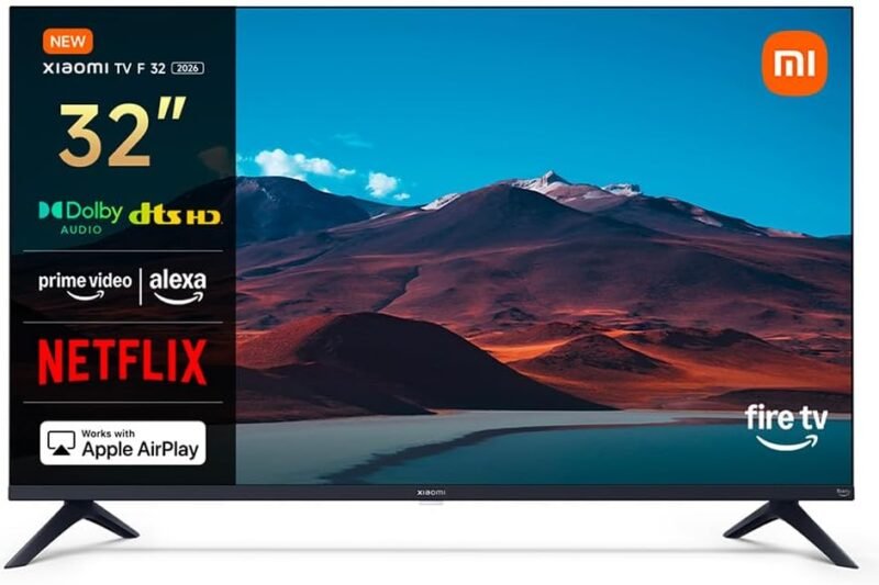 Xiaomi TV F 32″ 32″ HD Smart-TV, Fire OS7, Triple-Tuner DVB-C/S/S2/T/T2, Dolby Audio, DTS Virtual:X, DTS-HD, Sprachsteuerung mit Alexa, kompatibel mit Apple AirPlay