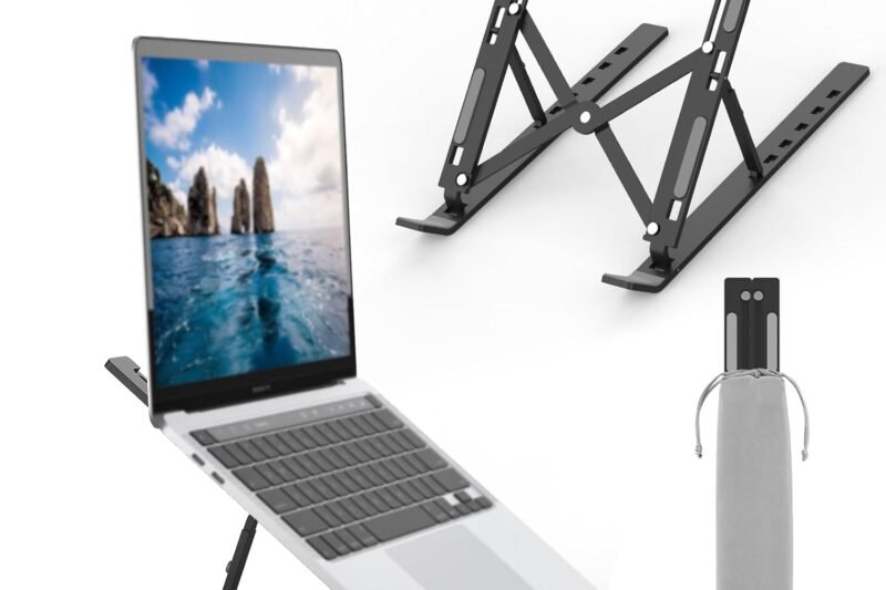 GRIFEMA GB1054B Laptopständer für den Schreibtisch, höhenverstellbarer Laptop-Riser, tragbarer Laptopständer mit 6 Neigungswinkeln für 10–17,3-Zoll-Laptops und Tablets – Schwarz